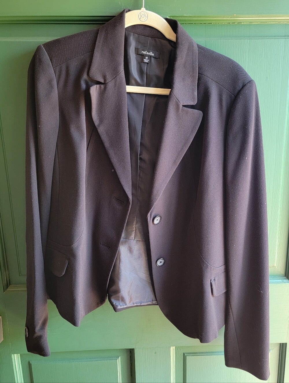 Vintage Rafaella Black Women's Blazer - Single-Breasted Tailored Jacket Sz 14